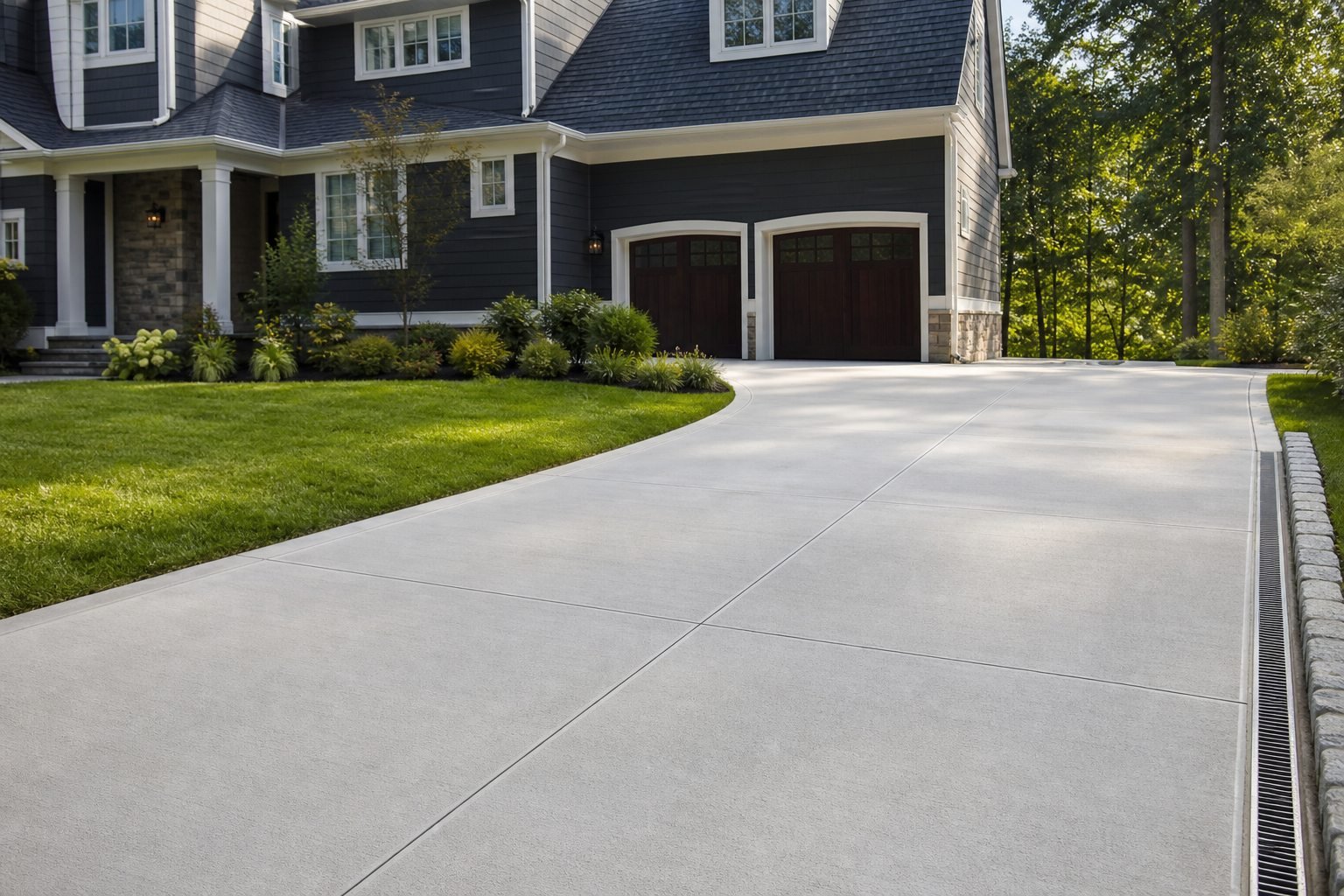 Editorial visualization of a finished concrete driveway