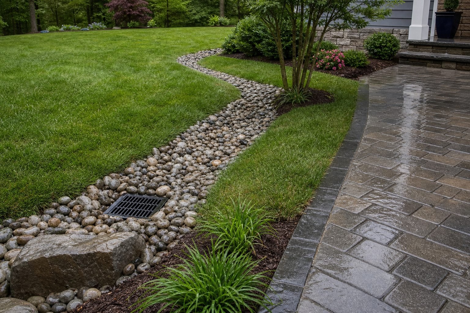 Editorial visualization of an integrated yard drainage solution